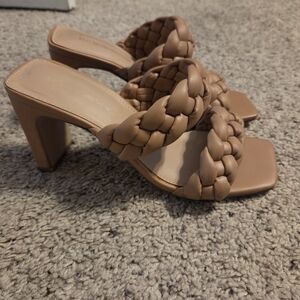 BCBGeneration Braided Brown Heeled Sandals